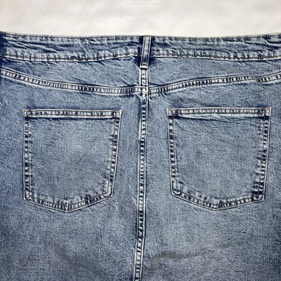 GAP Denim Midi Skirt Plus Size 18 / 34 Blue Light Wash Color Block Cotton Casual - Picture 10 of 13